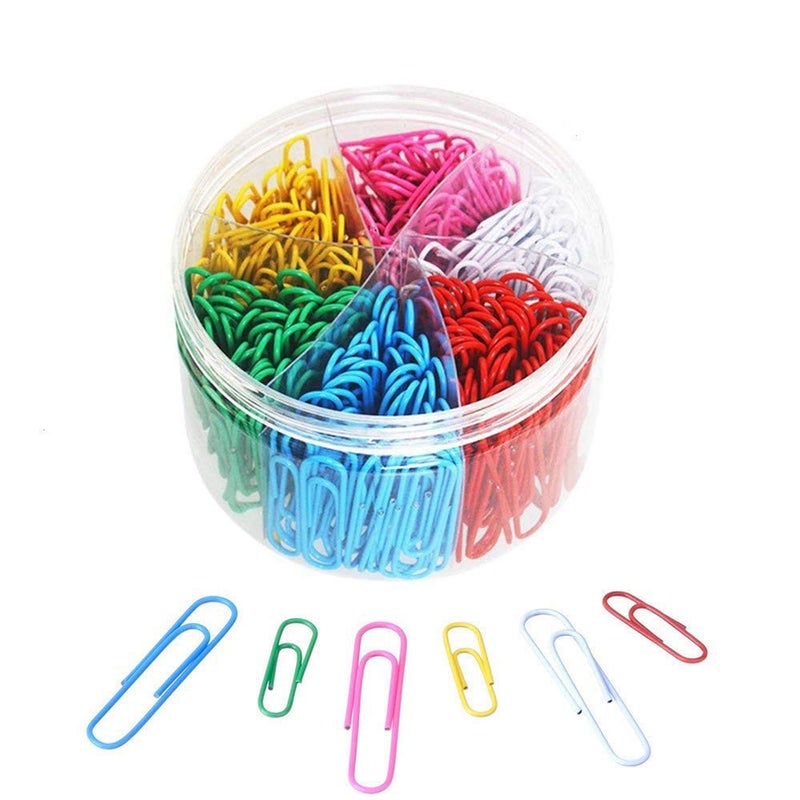 Paper Clips, OUHL 450 Pieces Colored Paperclips, Medium 28mm and Jumbo Sizes 50mm, 6 Assorted Colors Office Clips for School Personal Document Organizing Professional Work